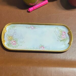 Antique Noritake nippon Gold and White Floral Vanity or food Tray 1900s